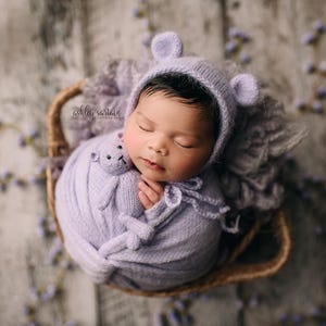 Newborn Lovie, Newborn Photo Prop, Knit Teddy Lovie, Little Bear Newborn Baby Prop, Tiny Teddy Lovie, Newborn Baby Bear Photo Prop