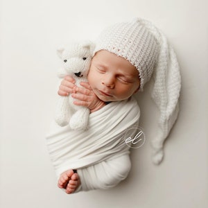 Lovie recién nacido, accesorio fotográfico para recién nacidos, oso de punto Lovie, accesorio para bebés recién nacidos de osito, Angora Teddy Lovie, accesorio fotográfico para recién nacidos imagen 5