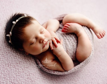 Mini Gemstone Tieback, Newborn Photo Prop, Dainty Baby Tieback, Newborn Photo Prop, Gemstone Newborn Headband