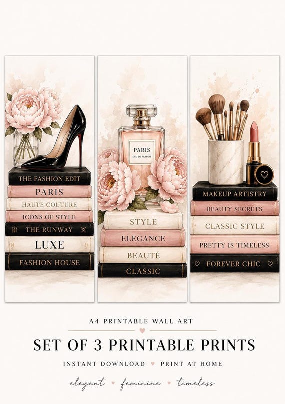 Fashion Wall Art Prints Set of 3, A4 Printable Digital Download