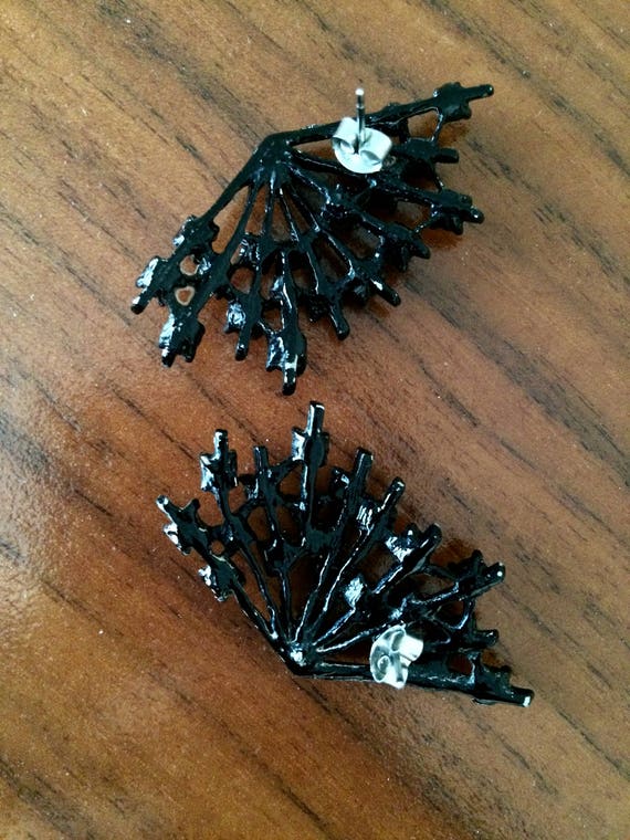 Vintage 1940's 1950's Black Rhinestone Fireworks … - image 3