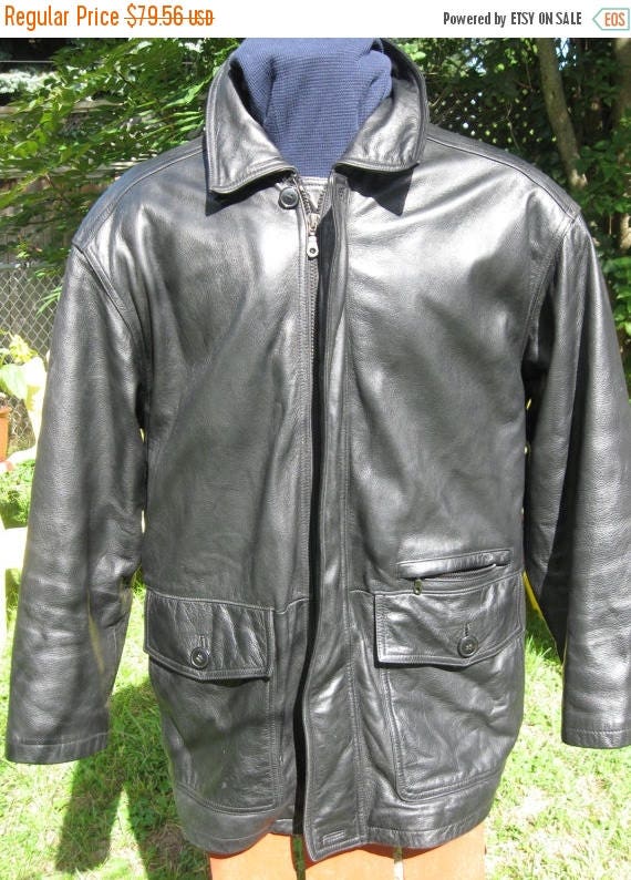 Vintage Danier Leather Black Men S Car Coat 3 4 Image 0