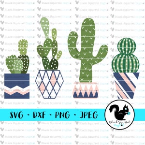 Cactus afdrukken, cactussen en vetplanten in de Planters Decor van het zuidwesten, botanische SVG, Clipart, Print en knip bestand, Digital Download, dxf, png, jpg