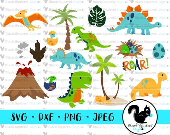 Dinosaur Big Bundle Birthday Pack, Jurassic, T-Rex, Roar, Dino Theme, SVG, Clipart, Print and Cut File, Stencil, Silhouette, dxf, png, jpg