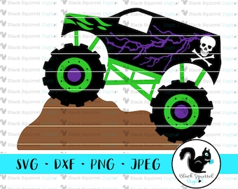 Monster Truck Party, Big Truck, Motor Madness, Truck Jam, Lightening, Skull and Bones SVG, Clipart, Print & Cut File, Stencil, dxf, png, jpg