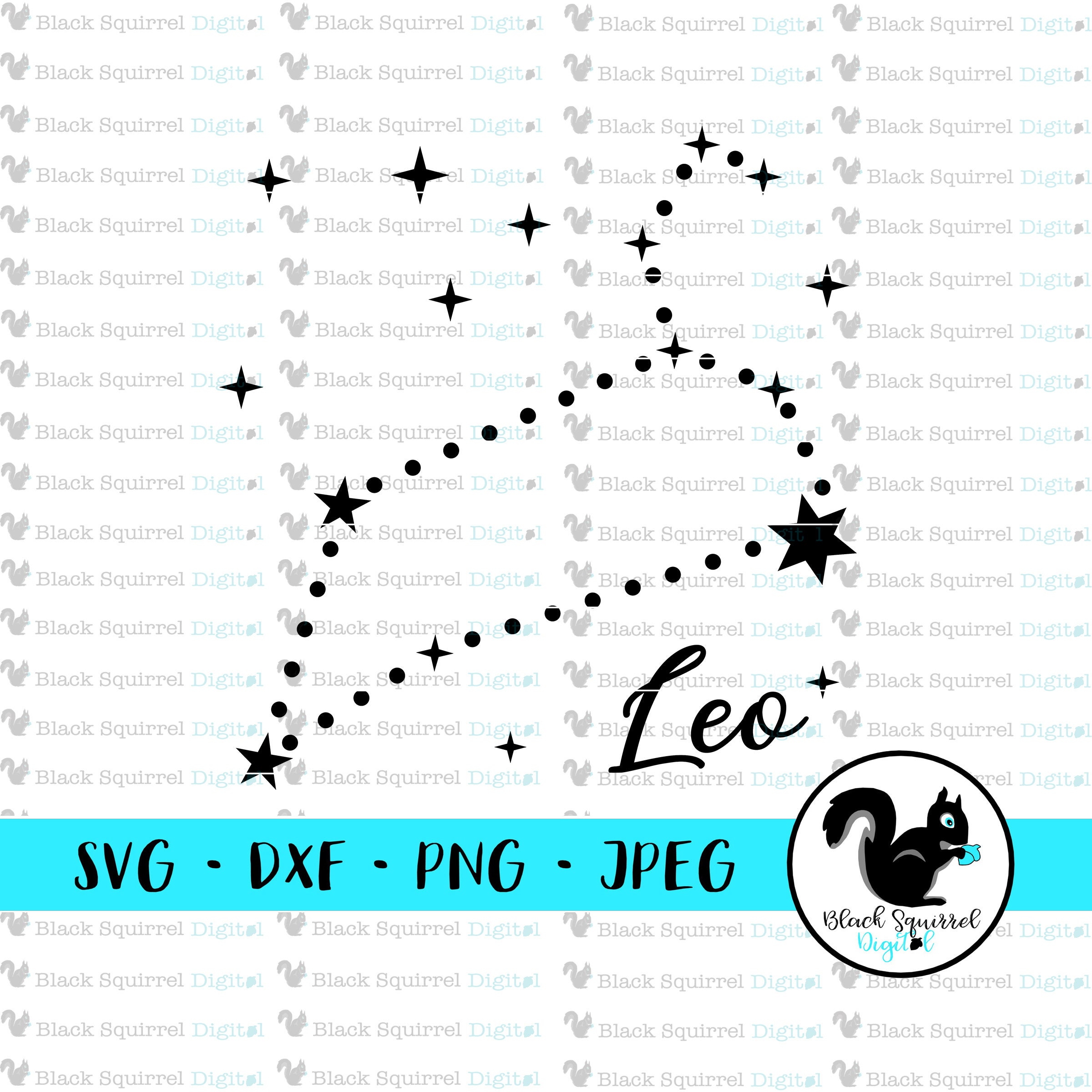 Leo Zodiac Sign Star Constellation Outer Space Night Sky July August Birthday Svg Clipart Print