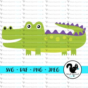 Alligator SVG, Gator, Cute Reptile, Swamp, Crocodile, Baby Zoo Animals Nursery Decor, Clipart, Print and Cut File, Silhouette, dxf, png, jpg
