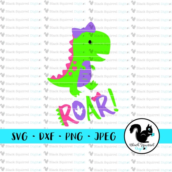Download Girl T Rex With Bow Roar Baby Dino Svg Pink Green Purple Etsy