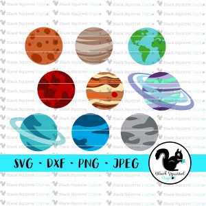 Sistema Solar, Planetas, Capas, Tierra, Astronauta, NASA Outer Space Birthday SVG, Clipart Print and Cut File, Digital Download, dxf, png, jpg