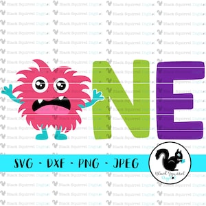 Un monstruo SVG, primer cumpleaños, monstruos tontos, chicas lindas Little Monster Bash Party, archivo de corte de un año de edad, corte de silueta, DXF Png JPG