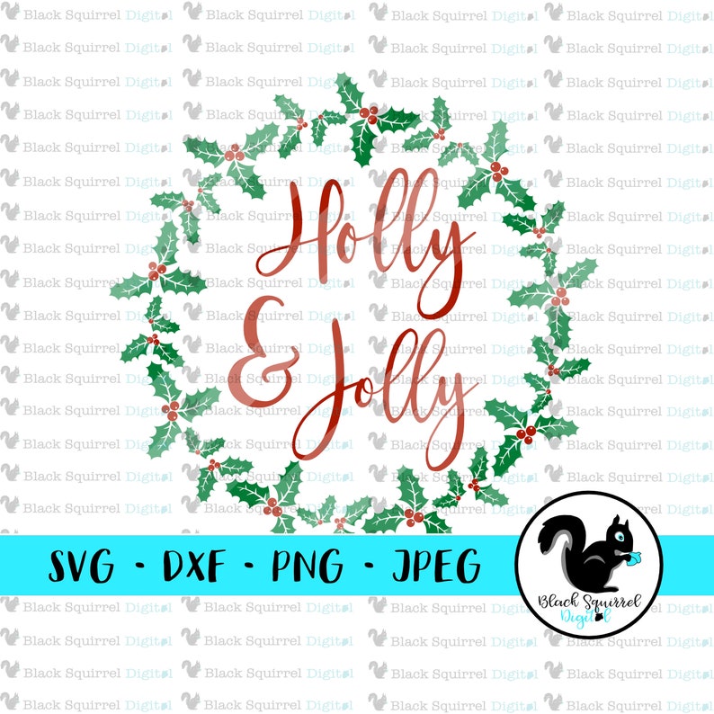 Download Holly and Jolly Christmas Wreath SVG Rustic Farmhouse ...