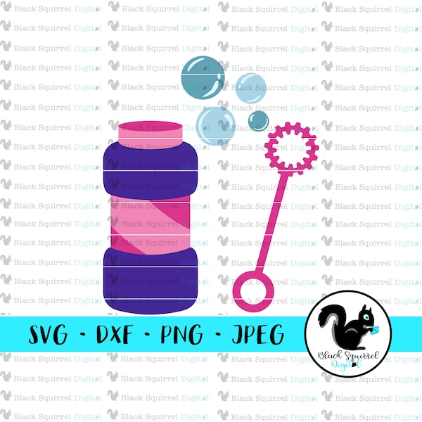 Bubbles Bottle, Bubble Blowing Wand, Bubble Bash Birthday, Pop On Over, SVG, Clipart, Print and Cut File, Stencil, Silhouette, dxf, png, jpg