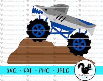 Shark Monster Truck SVG, Motorsports Clipart (Print & Cut File)