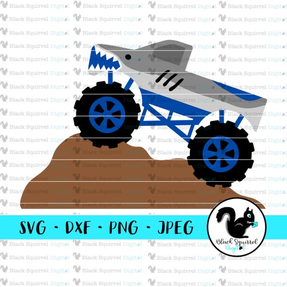 Download Monster Truck Party Big Truck Shark Teeth Motor Madness Boy Etsy