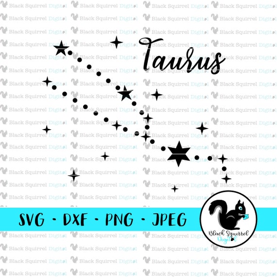Taurus Zodiac Sign Star Constellation Outer Space Night Sky April May Birthday Svg Clipart Print