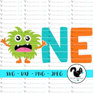 Ein Monster SVG, erster Geburtstag, alberne Monster, niedliche Jungen kleine Monster Bash Party, ein Jahr alt geschnitten Datei, Silhouette Cricut, DXF Png JPG