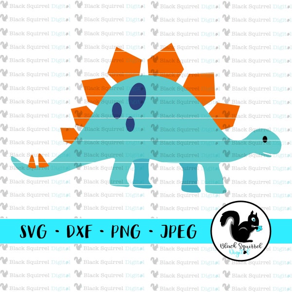 Spiked Stegosaurus Dino SVG, Dinosaur Birthday Party Clipart, Jurassic Park Themed Baby Shower Print and Cut File, Stencil, dxf, png, jpg