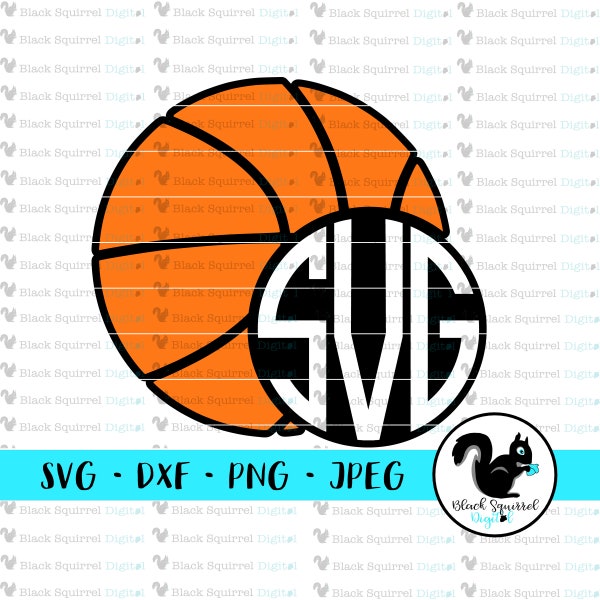 Basketbal Monogram Frame, High School Hoops, sport Mono, Car Decal, B-Bal SVG, Clipart, Print en knip bestand, Digital Design, dxf png, jpg