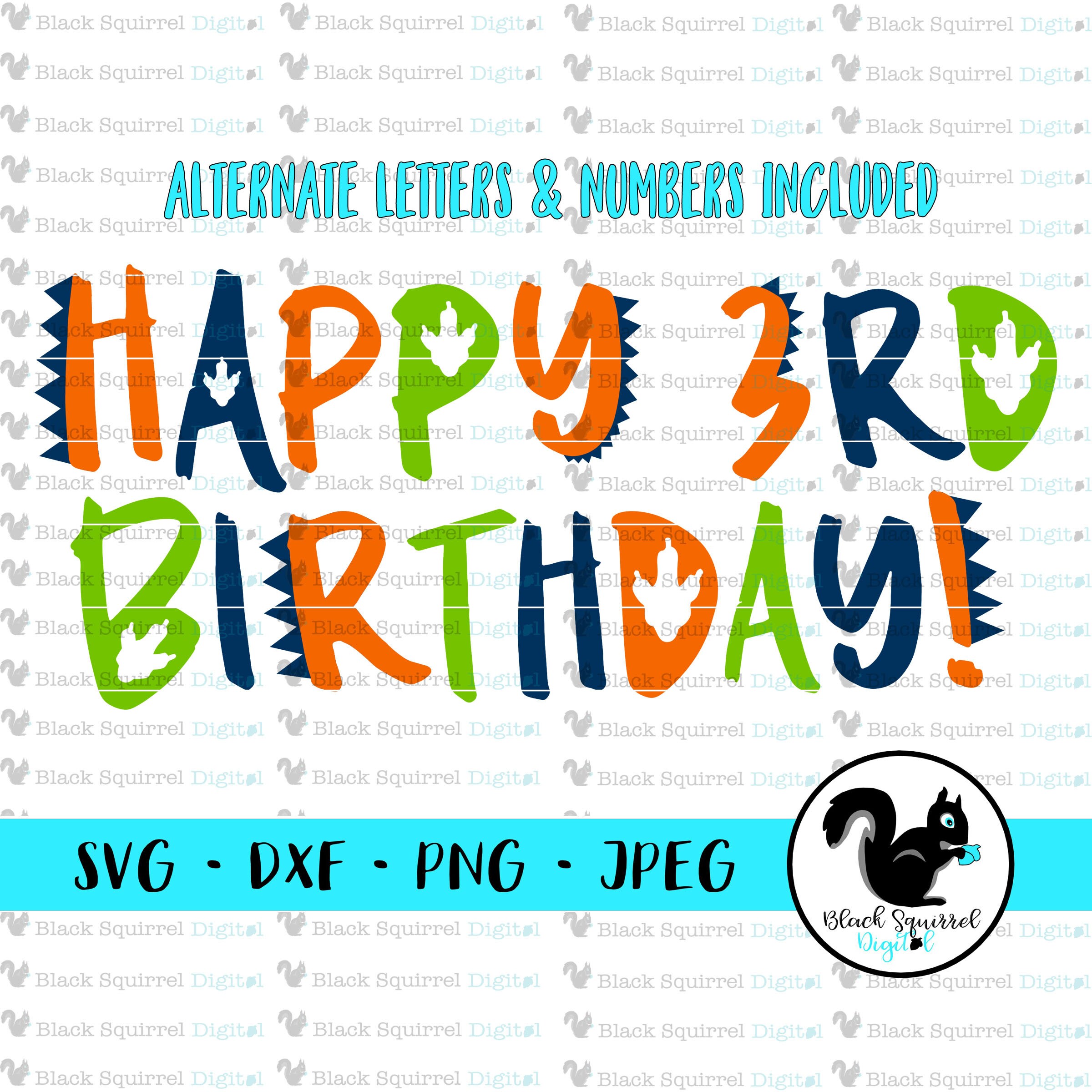 Download Free Happy Birthday Dinosaur Letters With Alternate Numbers Dino Etsy SVG Cut Files