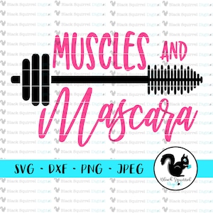 Músculos e rímel, Strong Girls Tank Gym Life, Camisa de treino, Fitness SVG, Clipart, Arquivo de impressão e corte, Estêncil, Silhueta, dxf, png, jpg
