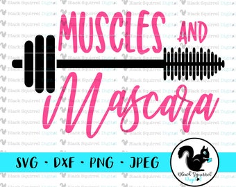 Muskeln und Mascara SVG, starke Mädchen Gym Clipart (Drucken und Schneiden)