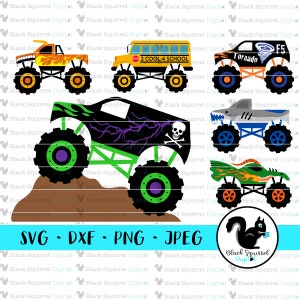 Monster Truck SVG, Big Truck, Motor Madness, Truck Jam, Big Monster Trucks Birthday Bundle Clipart, File di stampa e taglio, Stencil, dxf, png, jpg