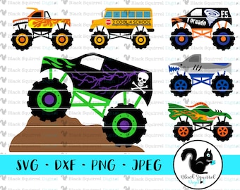 Monster Truck SVG Bundle, Clipart Print & Cut Files