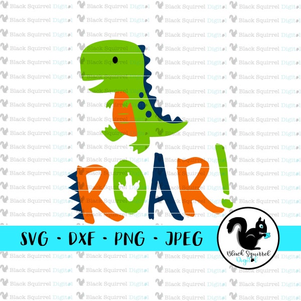 Dinosaur Roar! Jurassic T-Rex Dino Theme Birthday Party, Baby Shower, SVG, Clipart, Print and Cut File, Stencil, Silhouette, dxf, png, jpg