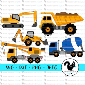 Construction Vehicle Birthday Party SVG, Under Construction Baby Shower Clipart, Print and Cut File, Stencil, Silhouette, dxf, png, jpg