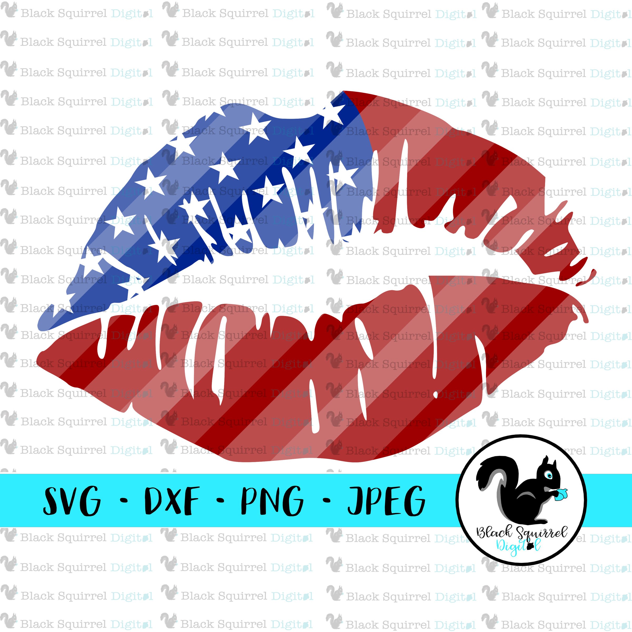 Download Fourth of July Kiss American Flag Lips Red White Blue | Etsy
