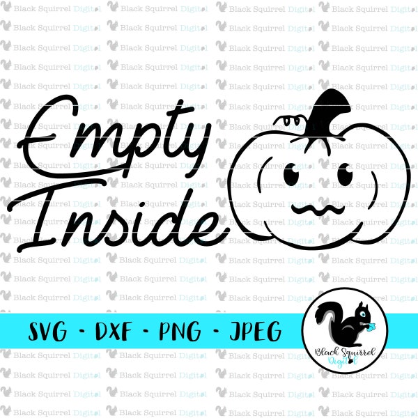 Empty Inside Cute Pumpkin, Halloween SVG, Dark, Dead Rising, Spooky, Haunted Clipart, Print and Cut File, Stencil, Silhouette, dxf, png, jpg