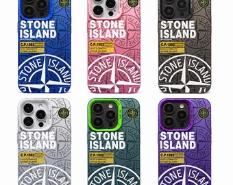 Stone Island Style Phone Case - C.P. 1982 Compass Logo Cover for iPhone 18 Pro Max 17 16 15 14 13 12 Pro Max - Clear TPU Bumper