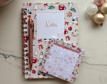 Luxe Kerst Cadeauset | A5 Notitieboek óf Receptenboek + Klein Notitieblok