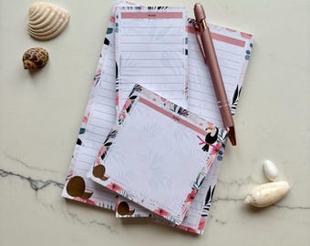Notitieblok met tropische bloemen | Kies je formaat: 14x20,5, 7x20 of 10x10 cm | 50 vellen | Cadeau voor haar