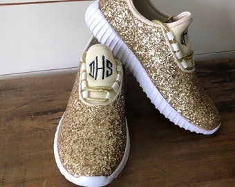 womens gold glitter tennis shoes