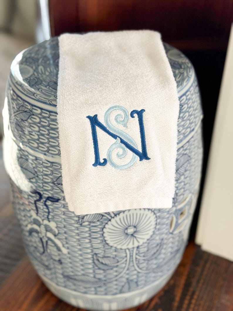 Guest Hand Towel With Embroidery - Grandmillenial Bathroom Decor Personalized image 4