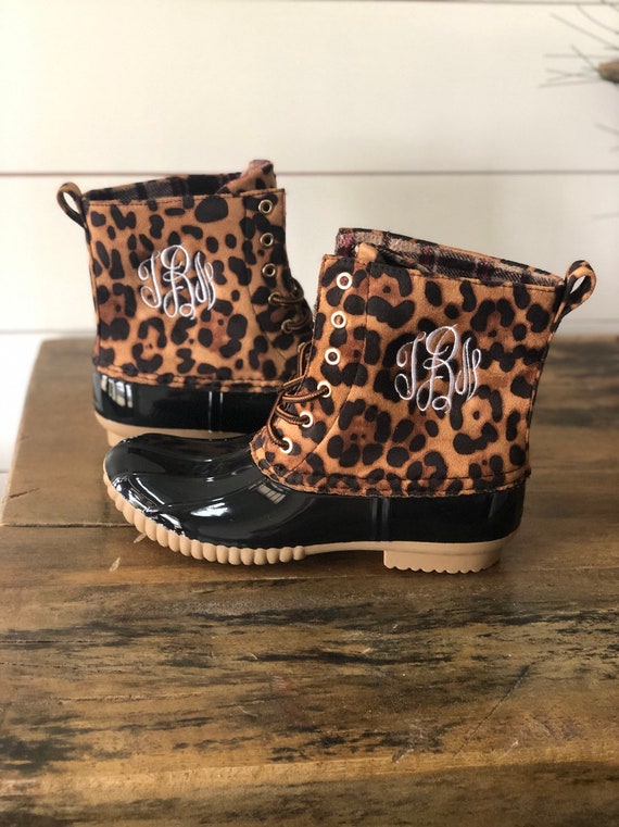 womens leopard duck boots