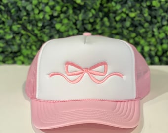 Coquette Girlie Simple Bow Trucker Hat  - Pink Vintage Trucker Hat Unisex Adult Size