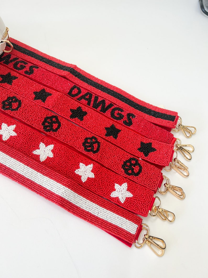 Red and Black Dawgs Beaded Guitar Strap Purse and Custom Etsy