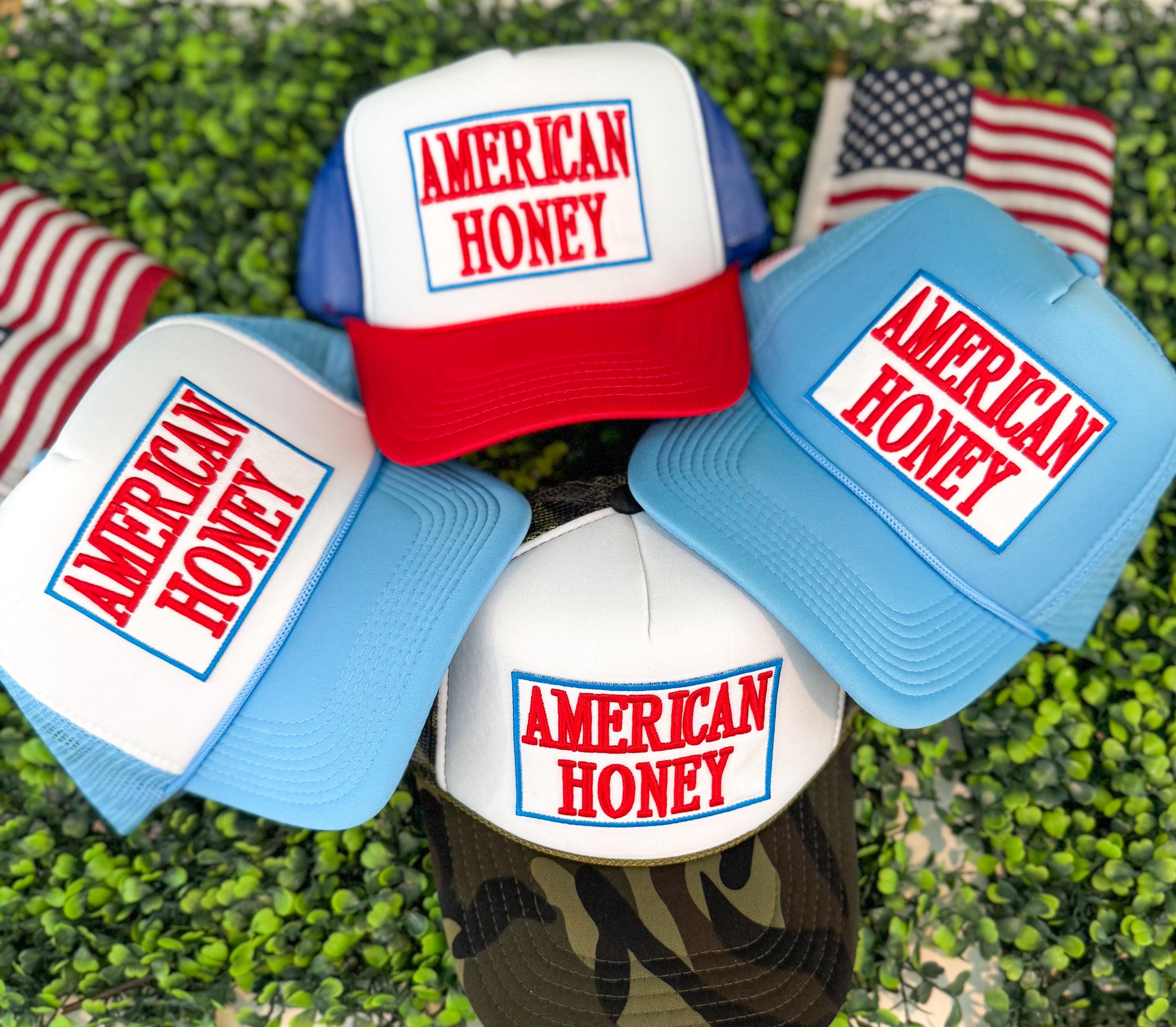 American Honey USA Patriotic Blue Red Camouflage Camo Baseball Hat Cap NEW American-Made Patriotic Hats | The Best American Flag Hats main image 2