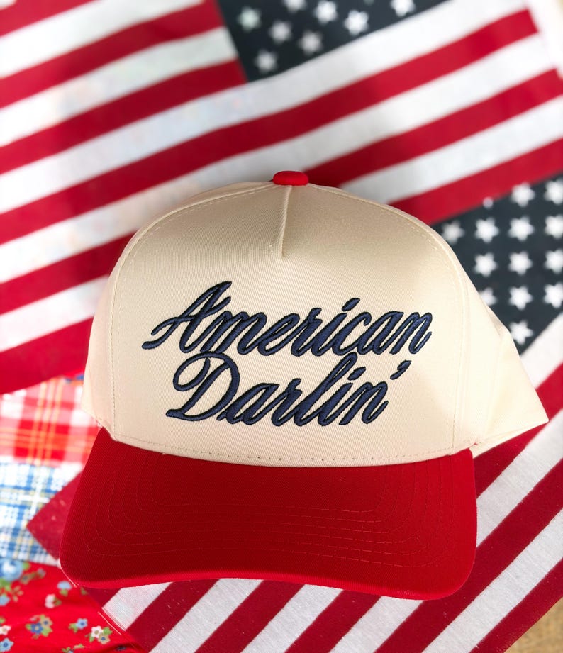 Gorra American Darlin’ Trucker - Gorra patriótica roja, blanca y azul - Gorra de verano bordada - Estampado de leopardo estilo americano imagen 7