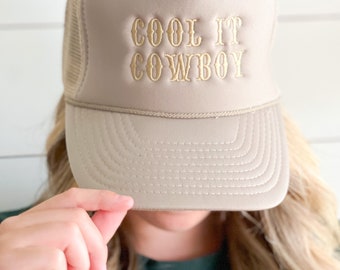 Cool It Cowboy Retro Trucker Hat - Western Cowboy Vintage Hat - Unisex Adult Size