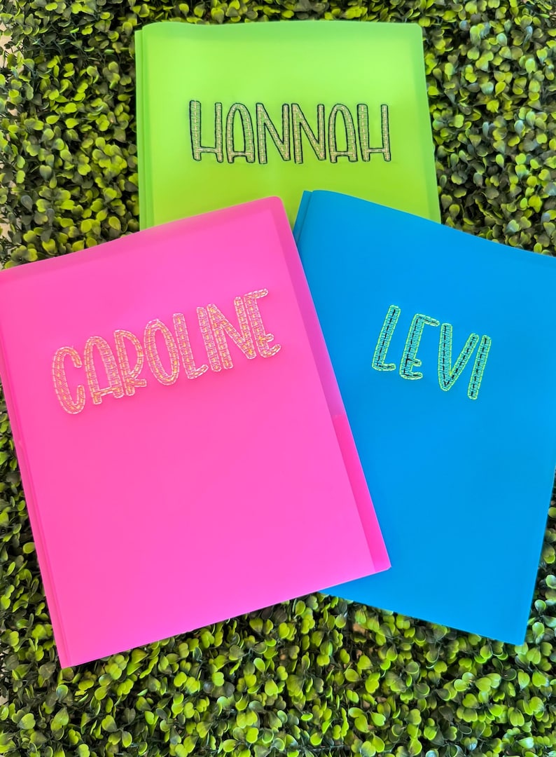 Monogrammed Embroidered Vinyl School Folder - Teacher Supplies - Etsy