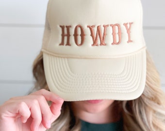 Howdy Retro Trucker Hat - Western Cowboy Vintage Hat - Unisex Adult Size