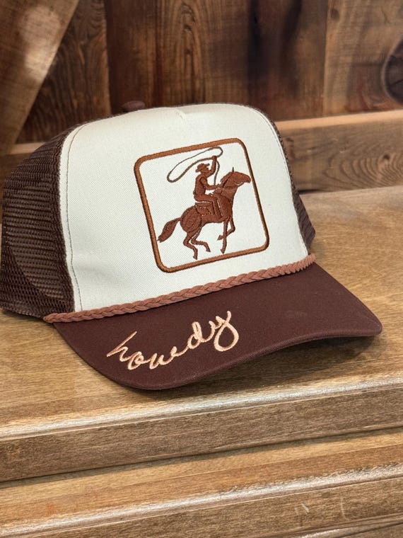 Roping Cowboy Patch Hat - Howdy Vintage Trucker Hat 