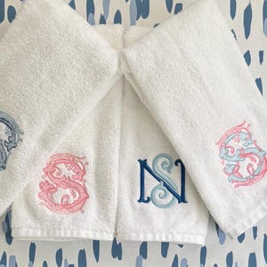 Guest Hand Towel With Embroidery - Grandmillenial Bathroom Decor Personalized image 2