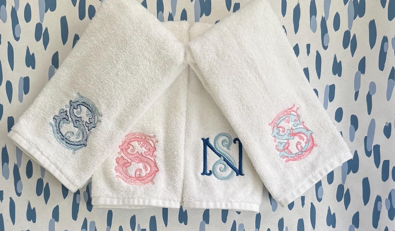 Guest Hand Towel With Embroidery - Grandmillenial Bathroom Decor Personalized image 2