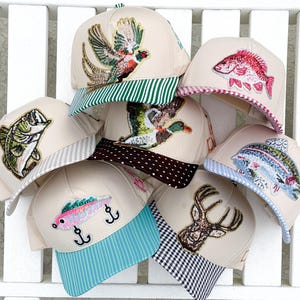 Sequin Trucker Hats Wildlife with Pattern Brims -  Fishing and Hunting Inspired Hats