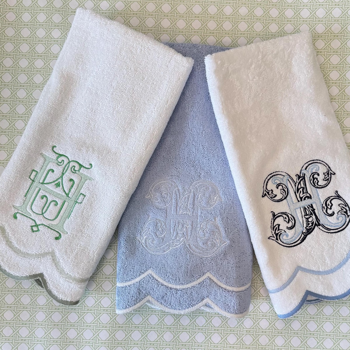Scallop Hand Towel With Monogram - Bathroom Personalized Home Decor - Etsy