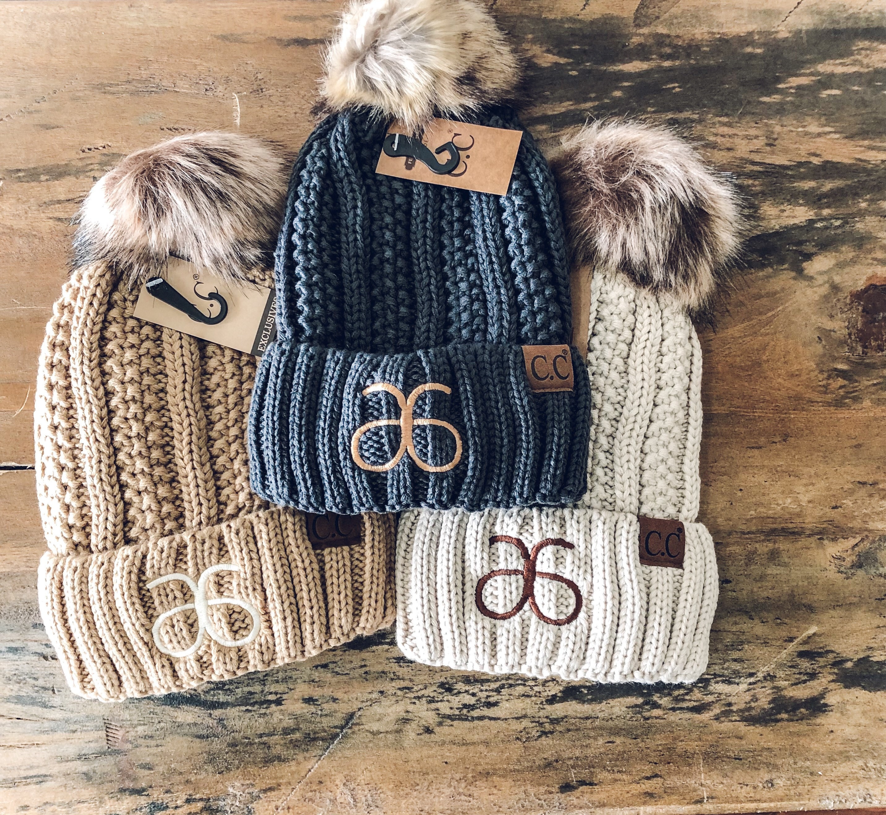 Women\'s French Style Double Layer Winter Autumn Warm, Soft Beanie Hat Cap Camel Cable Knit Pom Beanie Hat Camel | French Connection UK main image 3